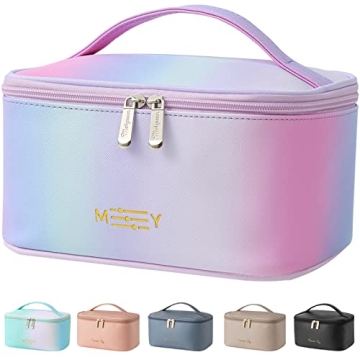 KITENROM Makeup Bag Preppy Cosmetic Bag Small for Women Toiletry Bags Pouch Organizer Rainbow Gradie...