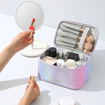 KITENROM Waterproof Makeup Bag for Women - Rainbow Organizer