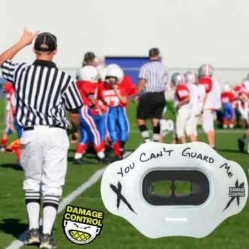 DAMAGE CONTROL - Mouth Guard - Youth Mouth Guard That Protect Lips & Teeth - No Boiling Pacifier, Breathable Binky Mouthpiece - Football Mouthpiece - Works with Braces - Helmet Strap Included