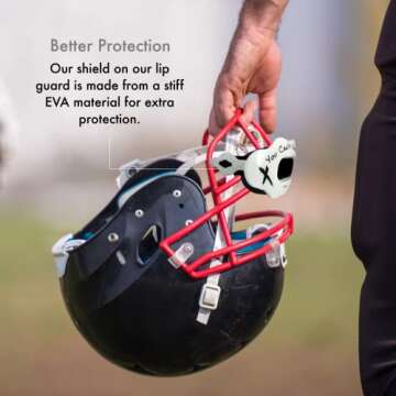 DAMAGE CONTROL - Mouth Guard - Youth Mouth Guard That Protect Lips & Teeth - No Boiling Pacifier, Breathable Binky Mouthpiece - Football Mouthpiece - Works with Braces - Helmet Strap Included