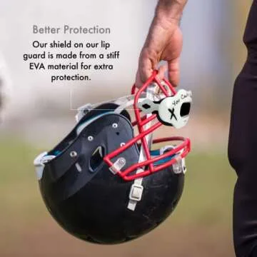 DAMAGE CONTROL - Mouth Guard - Youth Mouth Guard That Protect Lips & Teeth - No Boiling Pacifier, Breathable Binky Mouthpiece - Football Mouthpiece - Works with Braces - Helmet Strap Included