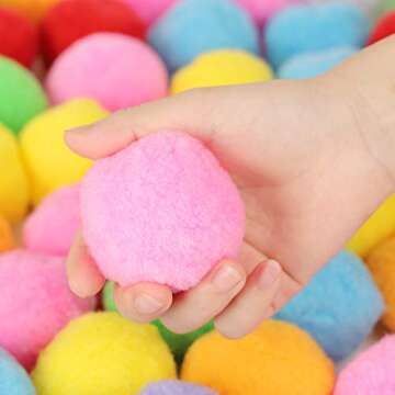 Large Assorted Pom Poms for DIY Crafts - 50 Pack