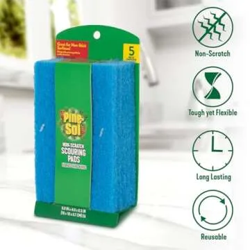 Pine-Sol Non Scratch Scouring Pads - 5 Pack for Cleaning