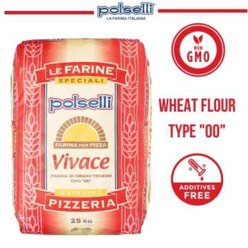 Polselli, Vivace, Tipo 00 double Zero Flour, for Pizza, Bread, Pastas, and more, All Natural, Unbleached, Unbromated, No Additives, Formulated for a 24-72 hour rise, (25 kg) 55 lbs by Polselli