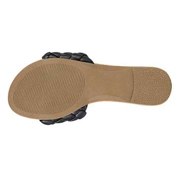 FITORY Women's Fashion Round Open Toe Slip On Slides with Braided Strap