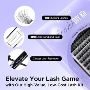 BEYELIAN 168 Pcs Lash Extension Kit - D+ Curl 10-16mm Clusters for Easy At-Home Application