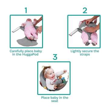 KidCo HuggaPod Portable Baby Seated Support - Situp Baby Seat, Portable Infant Sit Up Seat for Jumpers, Swings, and More, Machine Washable