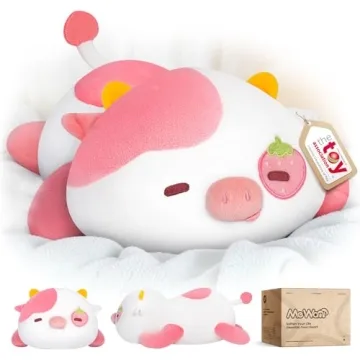 Mewaii Cute Cow Plush Pillow, Kawaii Plushies Strawberry Cow Stuffed Toys, Squishy Plushies, Cuddle ...