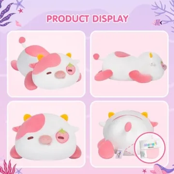 Mewaii Cute Cow Plush Pillow, Kawaii Plushies Strawberry Cow Stuffed Toys, Squishy Plushies, Cuddle Plush Pillow for Boys & Girls