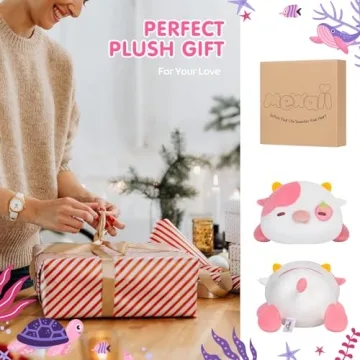 Mewaii Cute Cow Plush Pillow, Kawaii Plushies Strawberry Cow Stuffed Toys, Squishy Plushies, Cuddle Plush Pillow for Boys & Girls