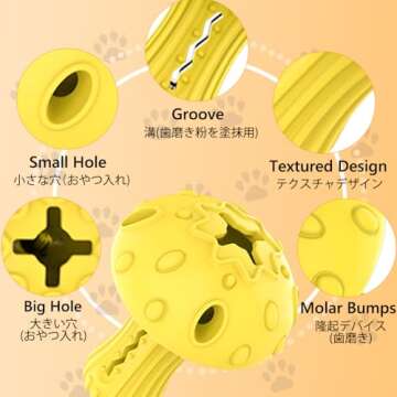 SCHITEC Dog Chew Toy for Large & Medium Dogs, Rubber Treat Dispensing Toy for Aggressive Chewers, Interactive Slow Feeder Tough Puzzle Toys Teeth Cleaning