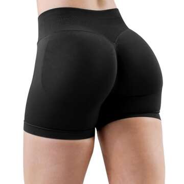 Unthewe Womens Workout Seamless Scrunch Butt Lifting Shorts High Waisted Tummy Control Gym Yoga Shorts(U516-Black-M)