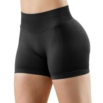 Unthewe Womens Workout Seamless Scrunch Butt Lifting Shorts High Waisted Tummy Control Gym Yoga Shorts(U516-Black-M)