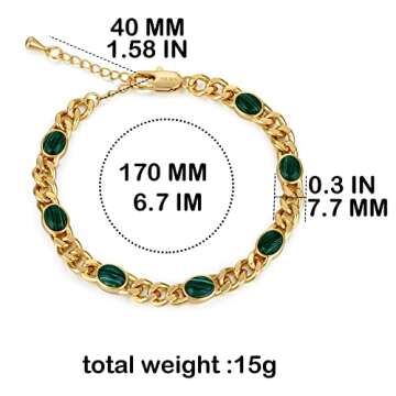 FRUMOS Dainty Layering Bracelets for Women 18 k Gold Plated Fashion Adjustable Chunky Cuban Papercli...