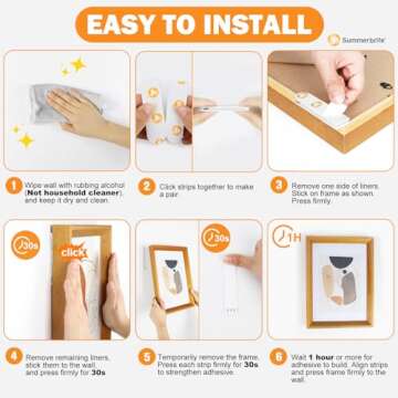 Removable Summerbrite Picture Hanging Strips for Home Decor