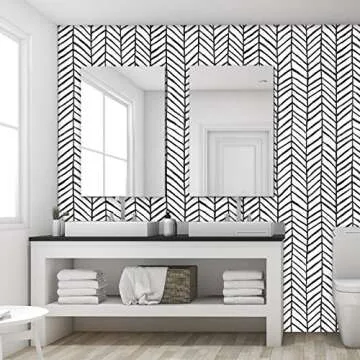 Melwod Black Modern Stripe Peel and Stick Wallpaper