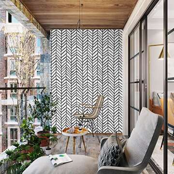 Melwod Black Modern Stripe Peel and Stick Wallpaper