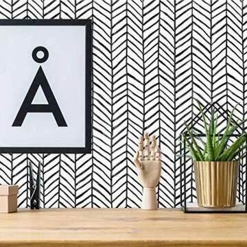 Melwod Black Modern Stripe Peel and Stick Wallpaper