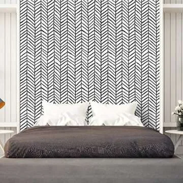 Melwod Black Modern Stripe Peel and Stick Wallpaper