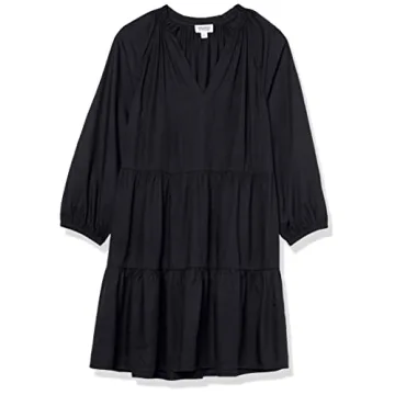 Stylish Ruffle-Neck Mini Dress with Pockets