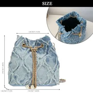 Extolove Denim Bucket Bag - Stylish & Versatile Design