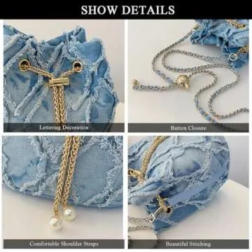 Extolove Denim Bucket Bag - Stylish & Versatile Design