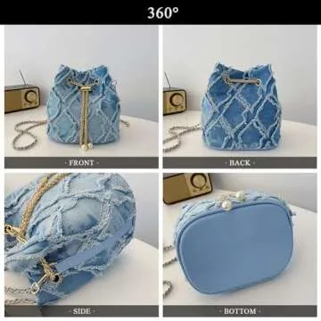 Extolove Denim Bucket Bag - Stylish & Versatile Design