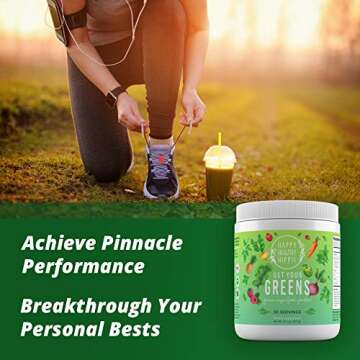 Greens Superfood Powder – Powerful Servings of 10 [Super Green Juice Blend], 8 Superfood Antioxidants, 6 Key Enzymes, 10 Billion Probiotics – Delicious, Non-GMO, Sugar Free, Easy to Mix