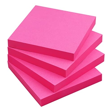 Sticky Notes 3x3 Self-Stick Notes Bright Colors Sticky Notes 4 Pads 100 Sheets/Pad (Rose Red)