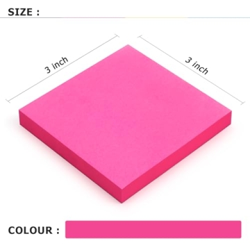 Sticky Notes 3x3 Self-Stick Notes Bright Colors Sticky Notes 4 Pads 100 Sheets/Pad (Rose Red)