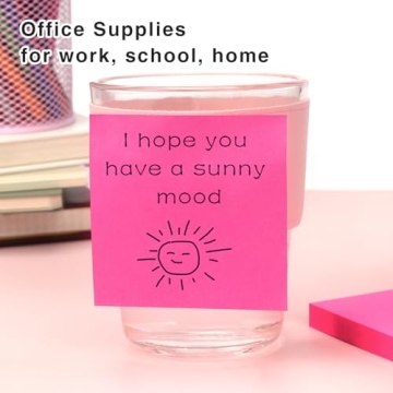 Sticky Notes 3x3 Self-Stick Notes Bright Colors Sticky Notes 4 Pads 100 Sheets/Pad (Rose Red)