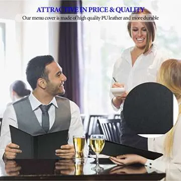 4.25 x 11 inches Menu Holder Menu Covers 2 View Leather Book Style Double Fold Panel for Restaurant ...