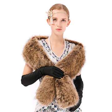 Dikoaina Women's Winter Fake Faux Fur Scarf Wrap Collar Shawl Shrug