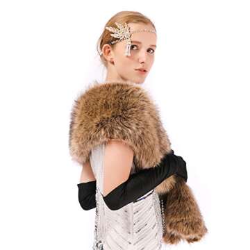 Dikoaina Women's Winter Fake Faux Fur Scarf Wrap Collar Shawl Shrug