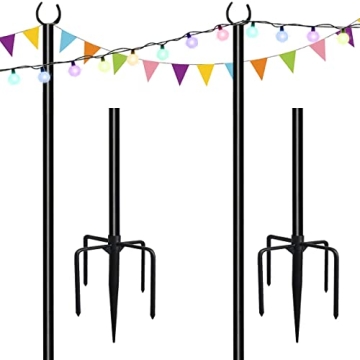 Tigerden 10ft String Light Poles - Durable Matte Black Finish for Outdoor Lighting