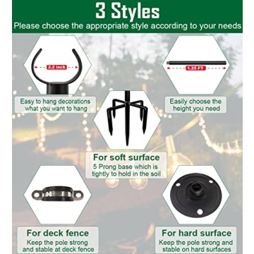 Tigerden 10ft Outdoor String Light Poles Matte Black