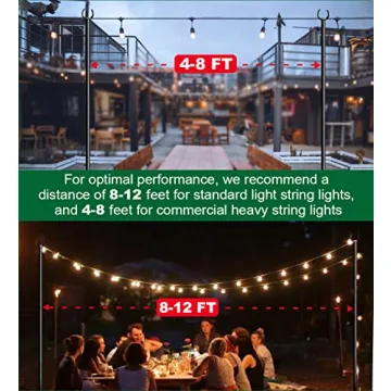 Tigerden 10ft Outdoor String Light Poles Matte Black