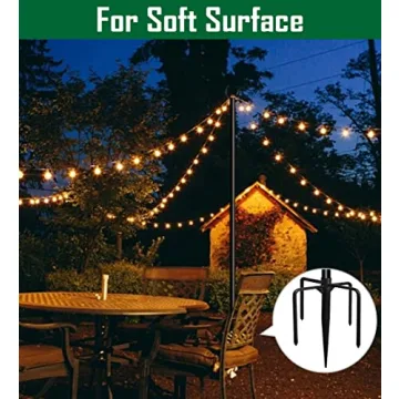 Tigerden 10ft Outdoor String Light Poles Matte Black
