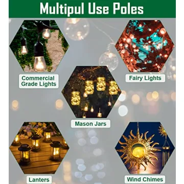 Tigerden 10ft Outdoor String Light Poles Matte Black