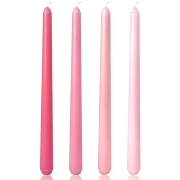10 Inch Gradient-Pink Taper Candles, 4 Packs Unscented Candlesticks for Dinner, Wedding, Valentine?...