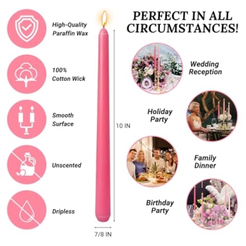 Gradient Pink Taper Candles for Elegant Occasions and Home