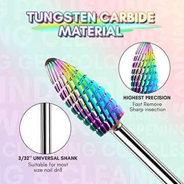 Makartt Nail Drill Bits Set:10Pcs Dimond Tungsten Carbide Nails Bits,3/32 Inch for Acrylic Gel Nails...