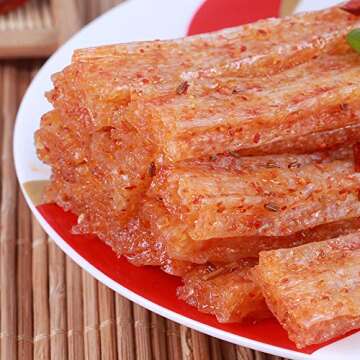 5Pack Spicy Strip, WeiLong Latiao, Spicy Gluten, Vegan - Kosher - Gluten-Free - Non-GMO Mo Yu Shuang, 豆制品, A small package of 65g, enjoy delicious food anytime.