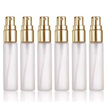 Elfenstall- Frosted 6pcs 10ml 1/3OZ Fine Mist Gold Atomizer Glass Bottle Spray Refillable Fragrance ...