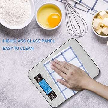 Food Scale, 22lb Digital Kitchen Scale for Weight Loss, Baking, Cooking, 1g/0.04oz High Precise Measuring Scale for Food Ounces and Grams, 304 Food Grade Stainless Steel, Tare Function