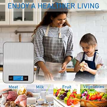 Food Scale, 22lb Digital Kitchen Scale for Weight Loss, Baking, Cooking, 1g/0.04oz High Precise Measuring Scale for Food Ounces and Grams, 304 Food Grade Stainless Steel, Tare Function