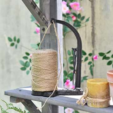 Sungmor Cast Iron Garden Twine Holder Set - 1300ft. Natural Jute Twine String & Rope Rack & Scissors...