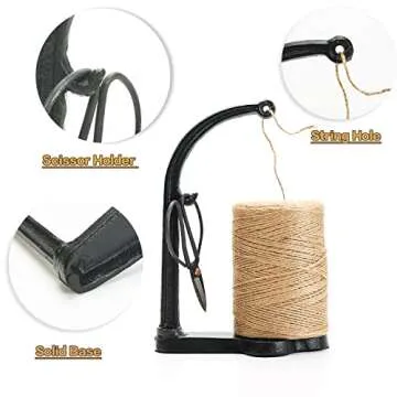 Sungmor Cast Iron Garden Twine Holder Set - Vintage Style Utility