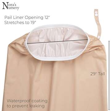 Nora's Nursery Pail Liner for Cloth Diapers - Reusable and Washable - Fits all Standard Diaper Pails...