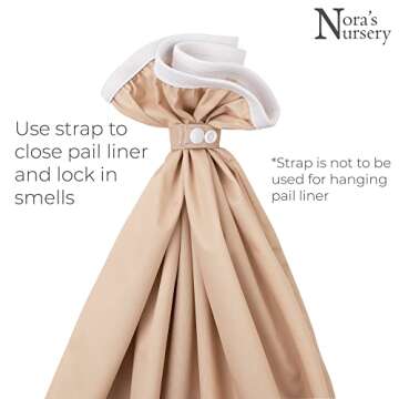 Nora's Nursery Pail Liner for Cloth Diapers - Reusable and Washable - Fits all Standard Diaper Pails - Waterproof Pail Liner with Strap for Diaper Pails, Laundry & Kitchen Garbage Cans (Desert - 2Pk)